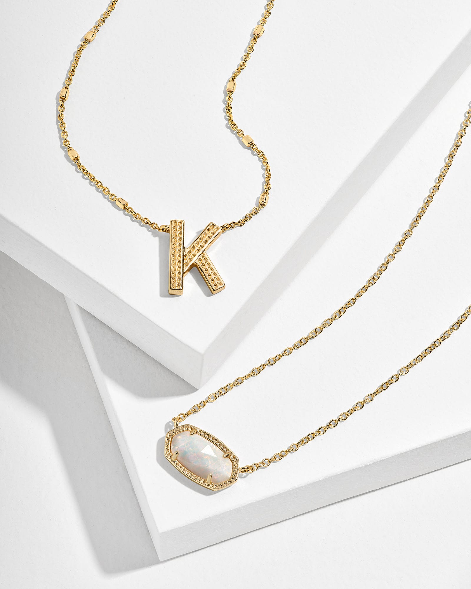 Elisa and Letter Pendant Necklace Set in Gold, , large image number 0.0